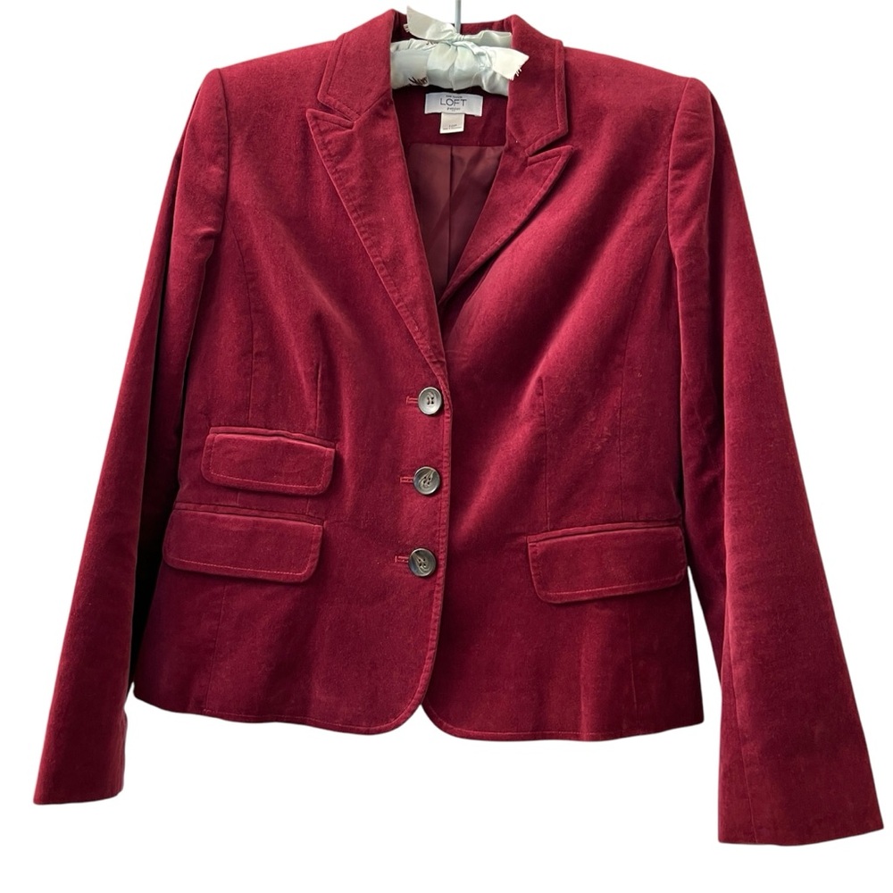 LOFT Velvet Cranberry Red Blazer
